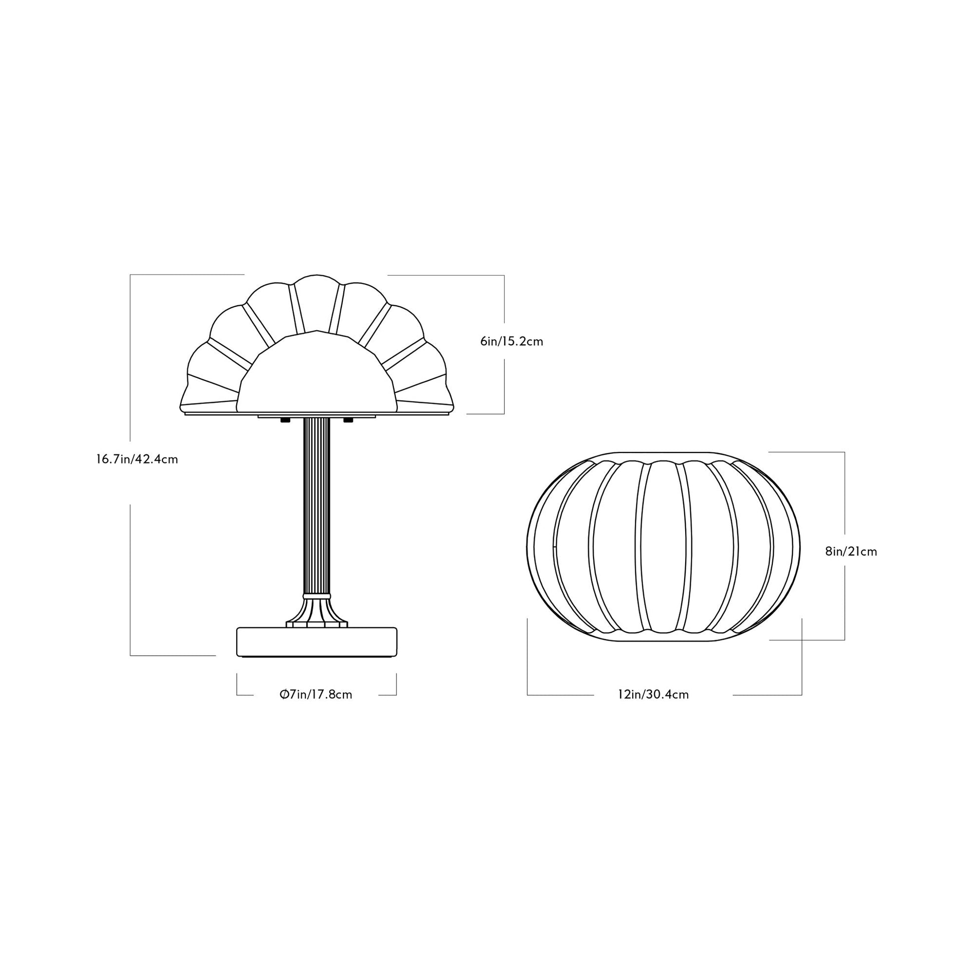 Cloud LED Table Lamp - line drawing.