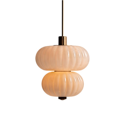 Cloud Stack LED Pendant Light in Antique Brass/Cream.