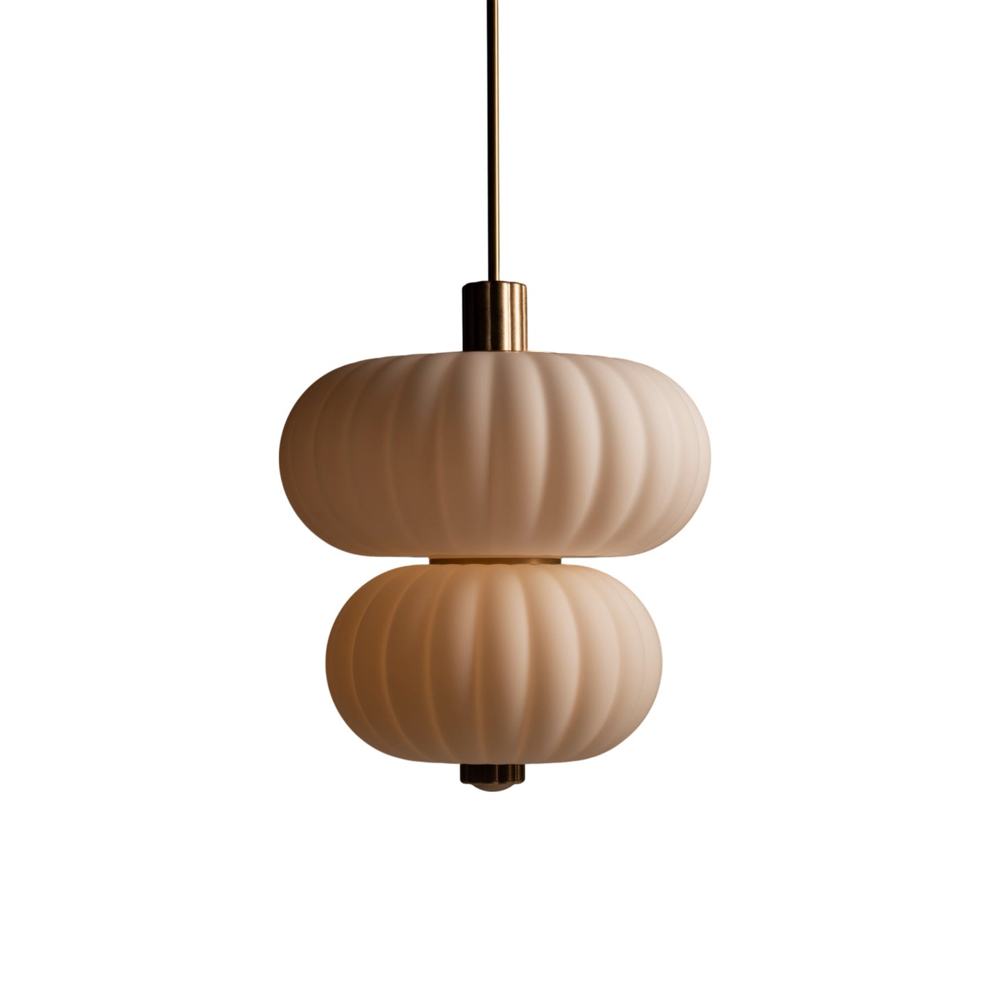 Cloud Stack LED Pendant Light in Antique Brass/Matte Cream.