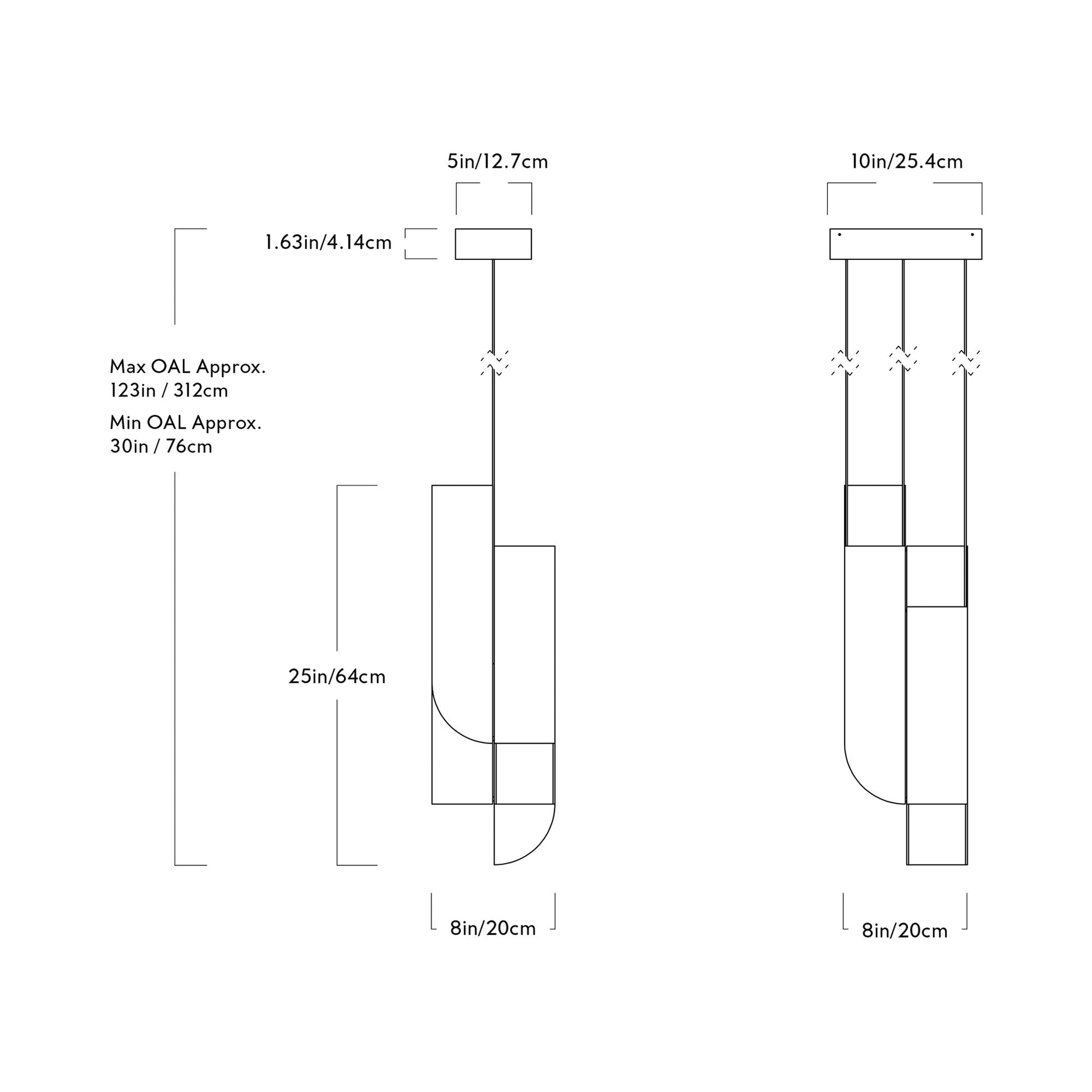 Cora LED Pendant Light - line drawing.