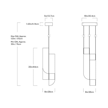 Cora LED Pendant Light - line drawing.