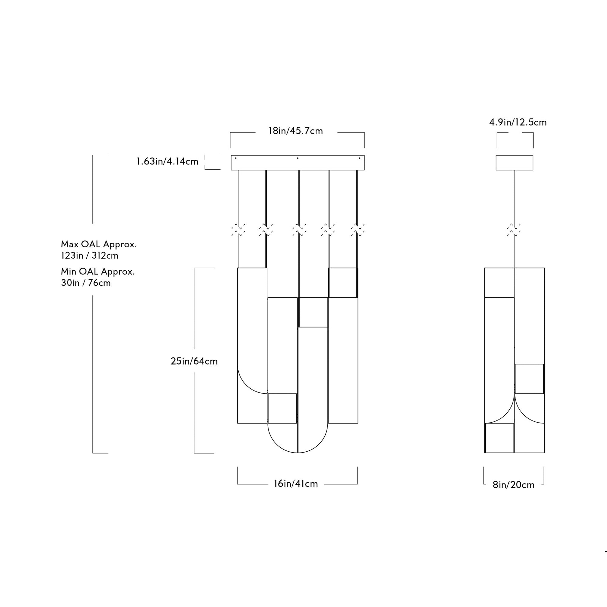 Cora LED Pendant Light - line drawing.