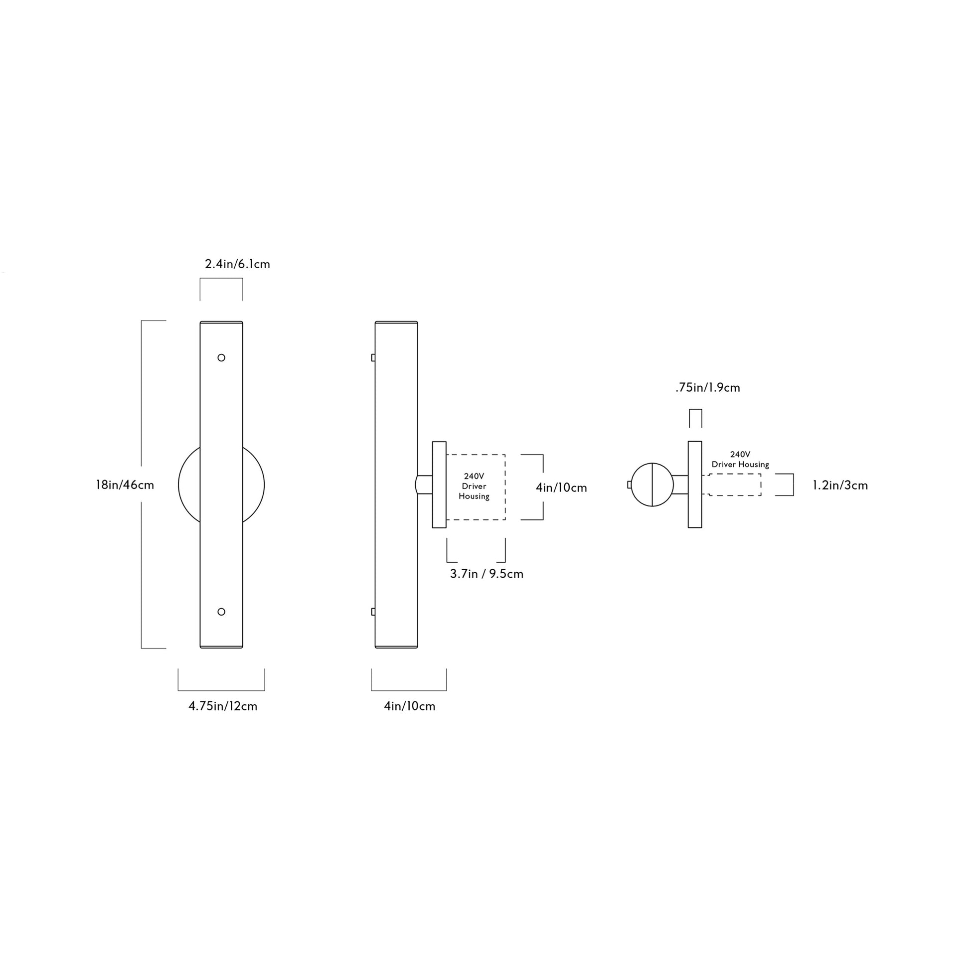 Counterweight Circle LED Wall Light - line drawing