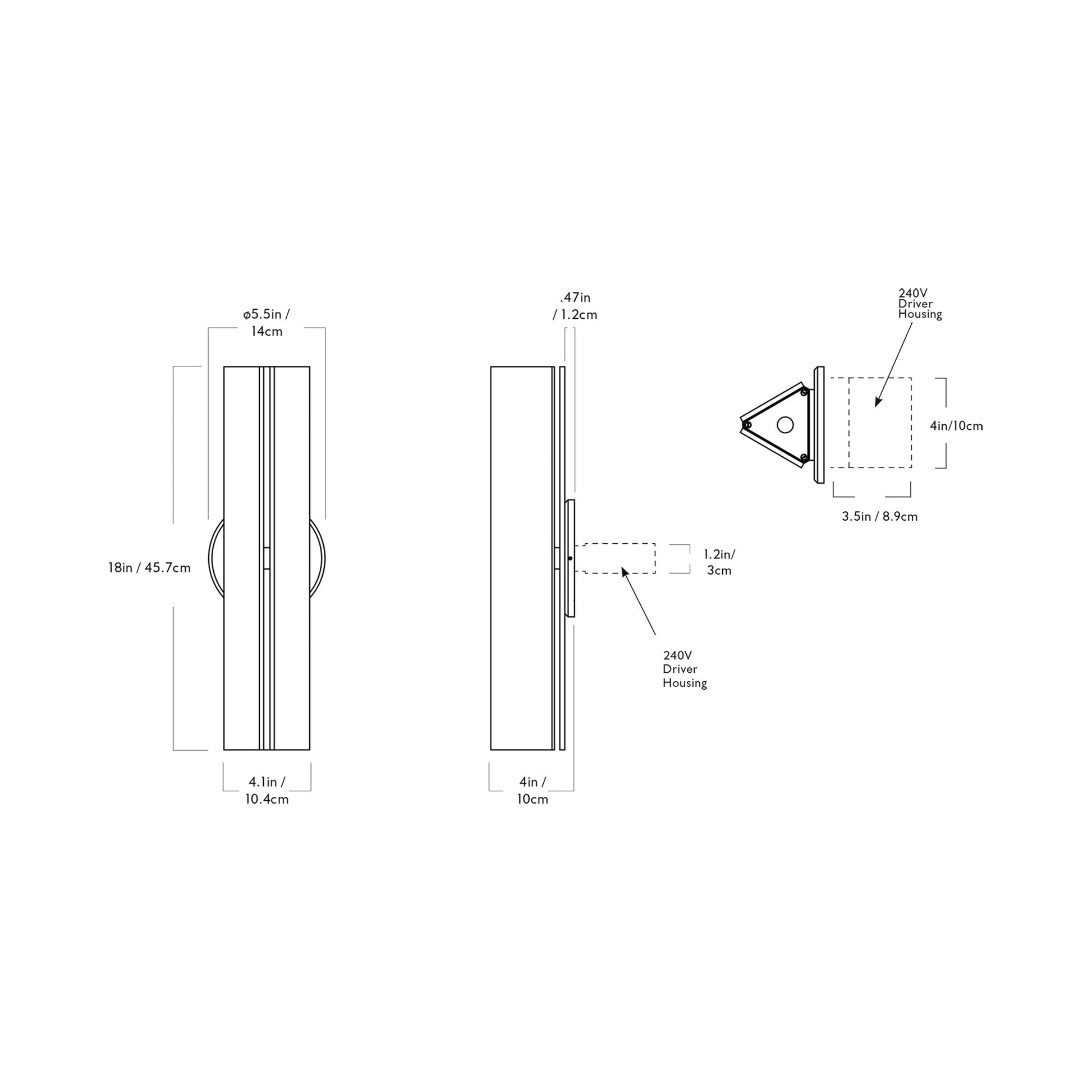 Delta LED Wall Light - line drawing.
