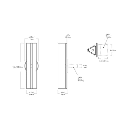 Delta LED Wall Light - line drawing.