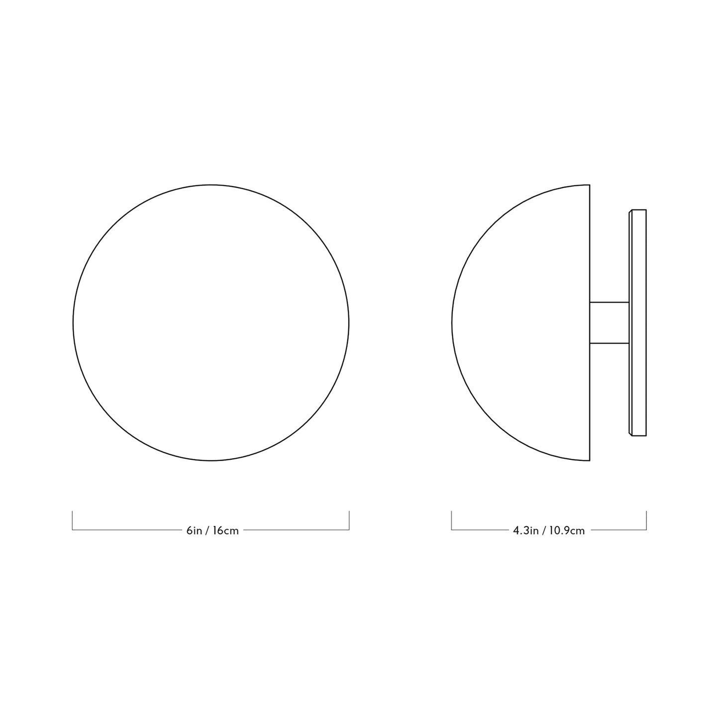 Eclipse Fixed LED Wall Light - line drawing.