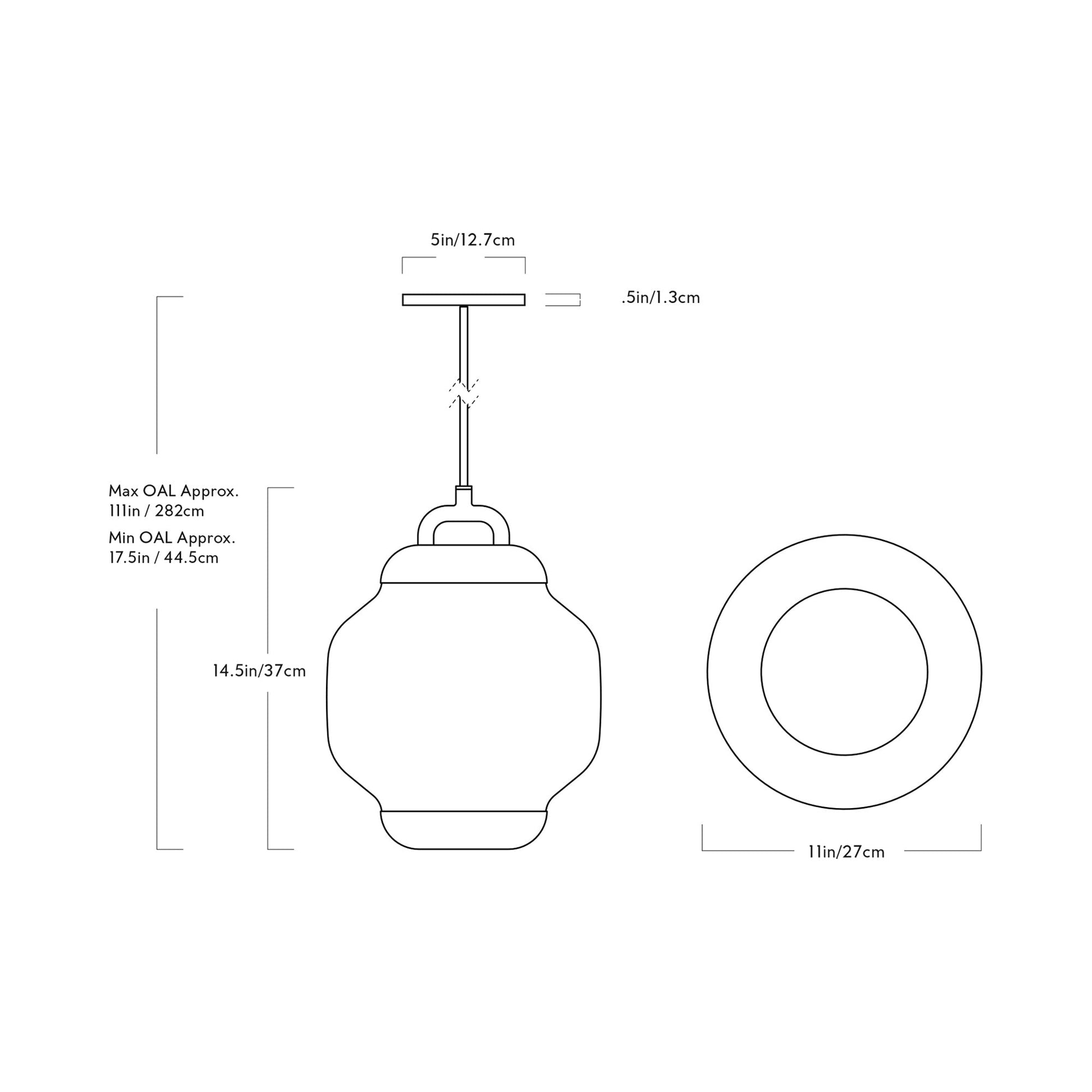 Esper LED Pendant Light - line drawing.