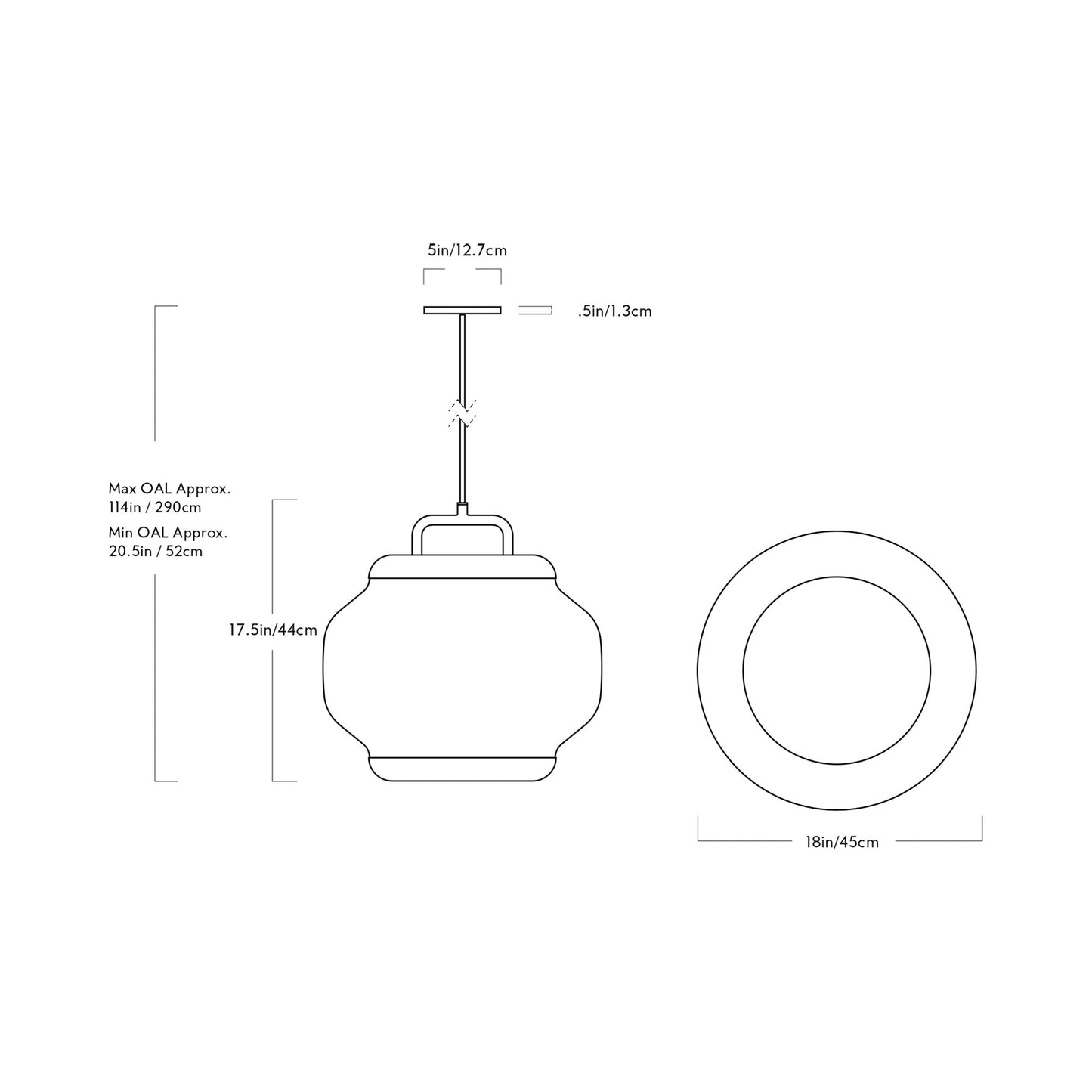 Esper LED Pendant Light - line drawing.