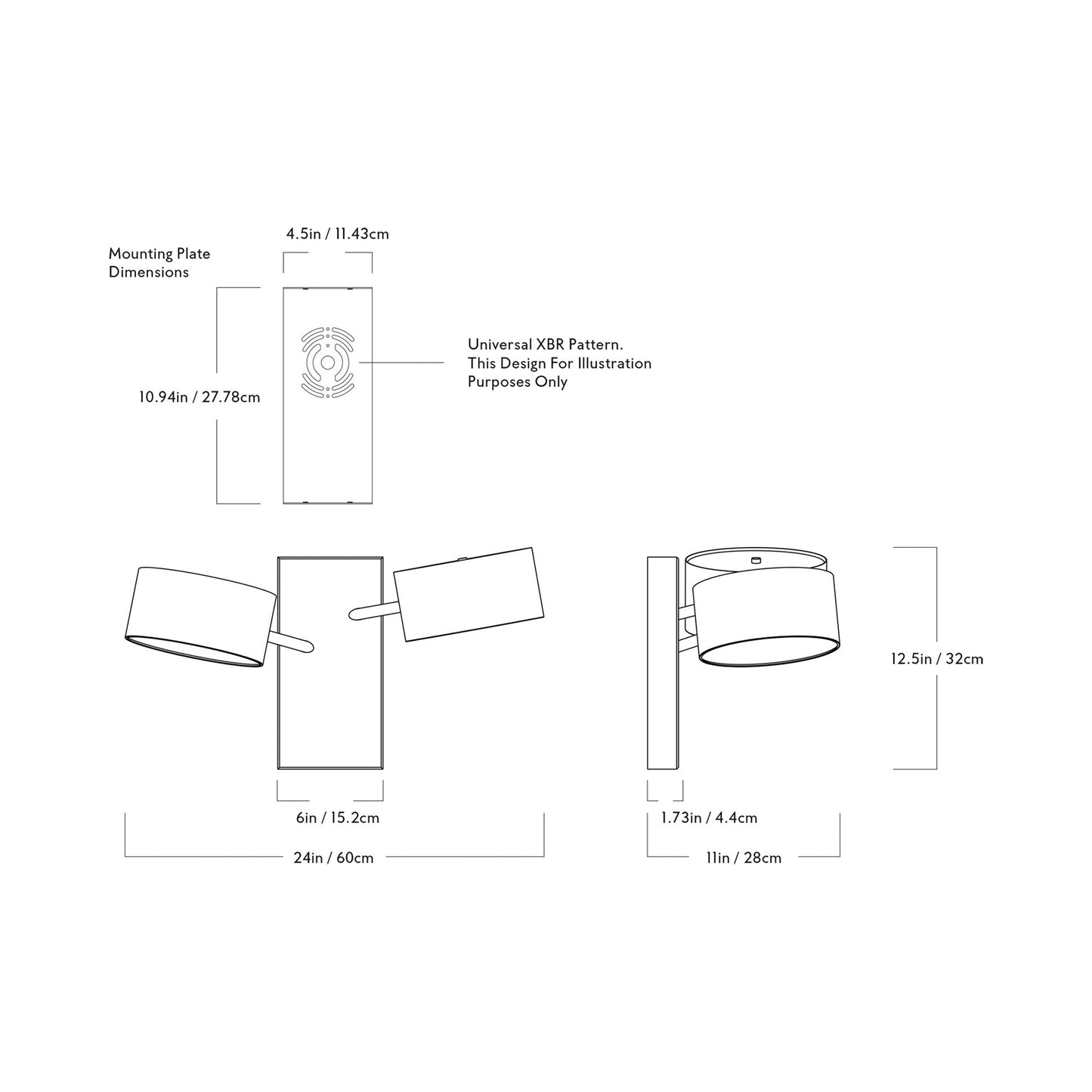 Excel Wall Light - line drawing.