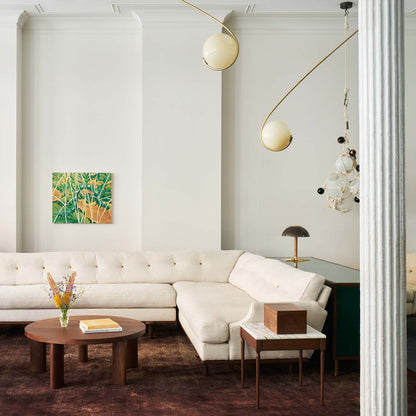 Fiddlehead Flush Mount Ceiling Light in living room.