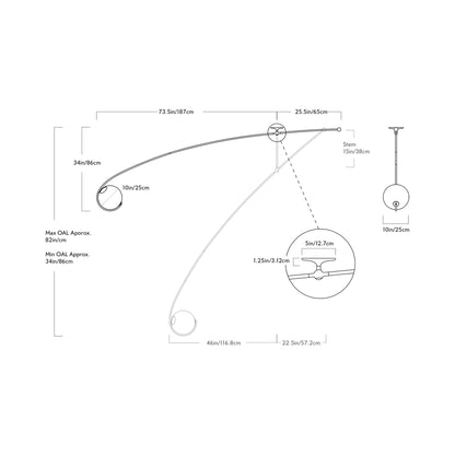 Fiddlehead Flush Mount Ceiling Light - line drawing.