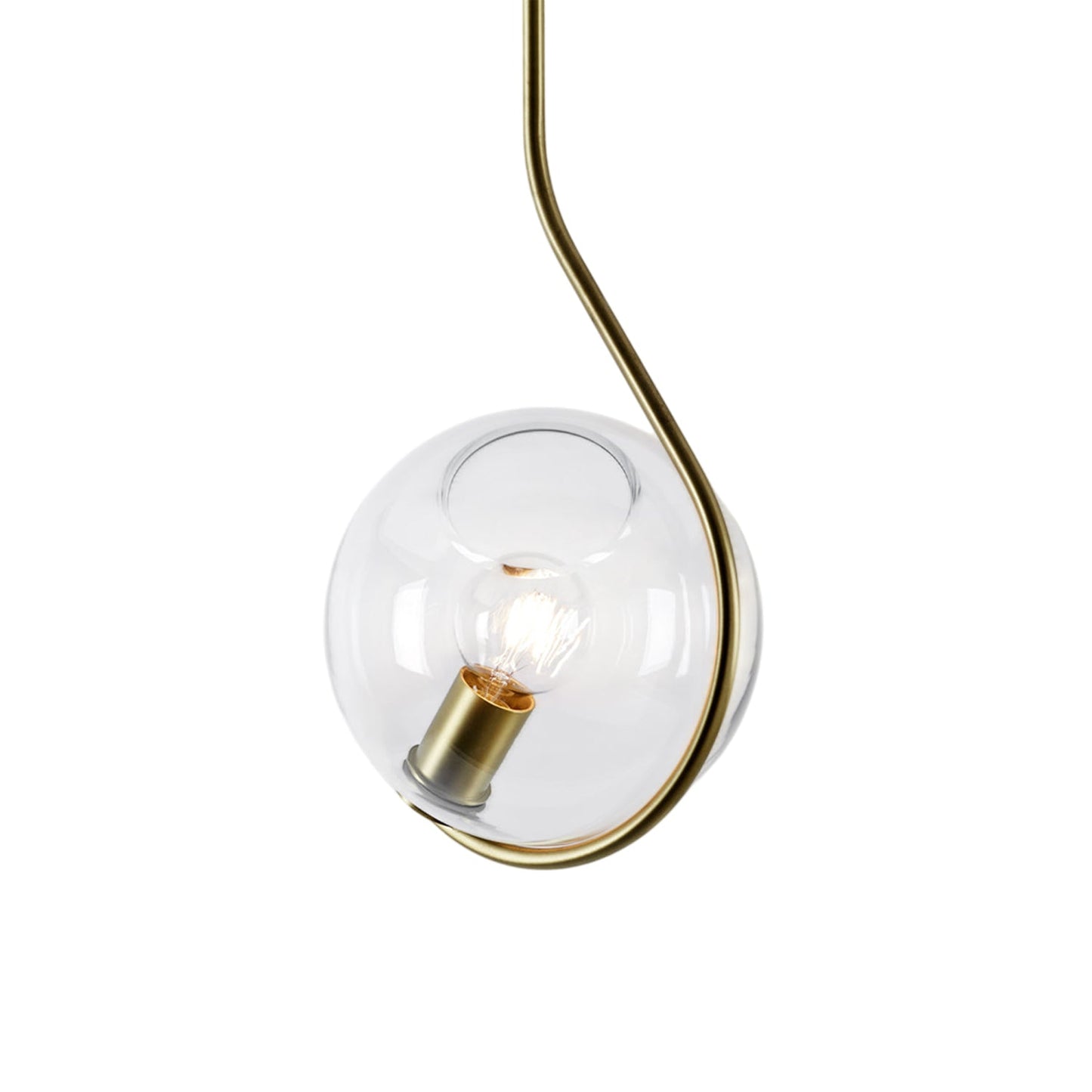 Fiddlehead Pendant Light in Brushed Brass/Clear.