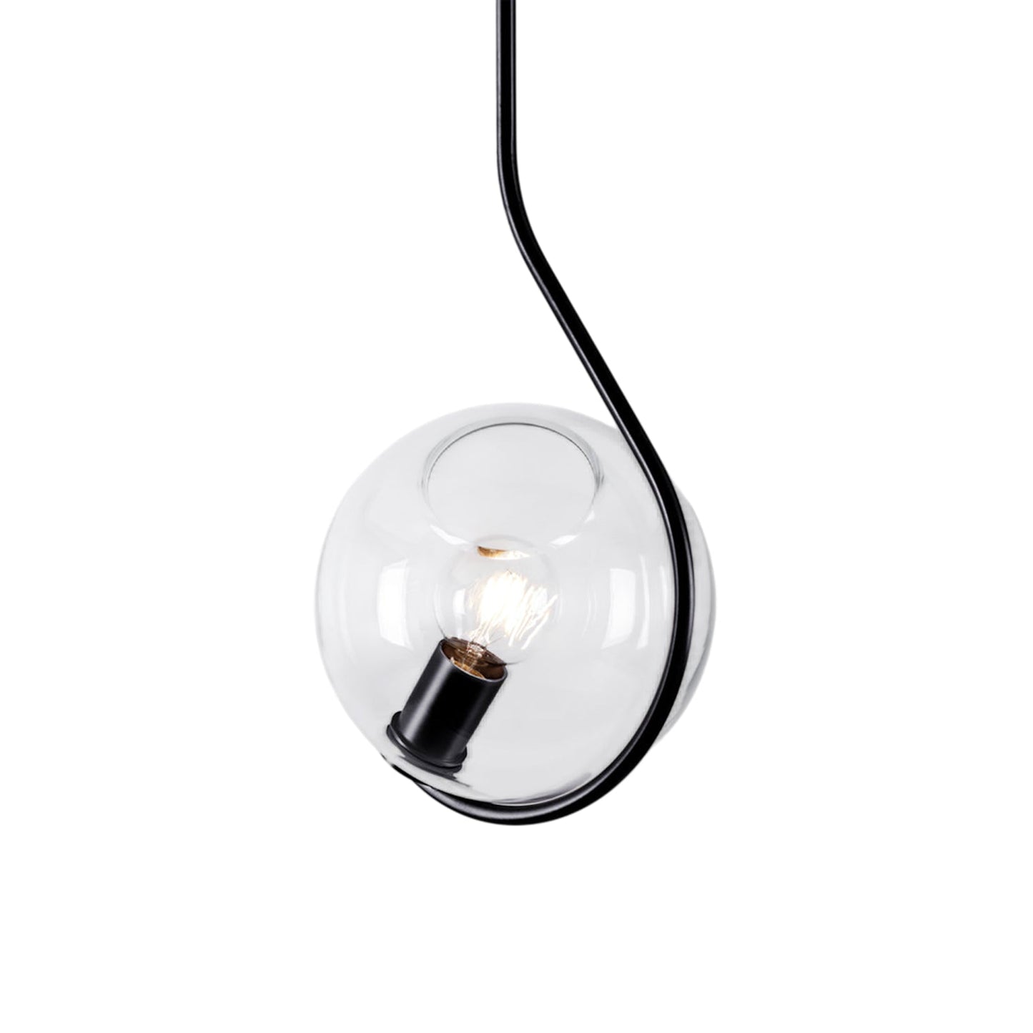 Fiddlehead Pendant Light in Matte Black/Clear.