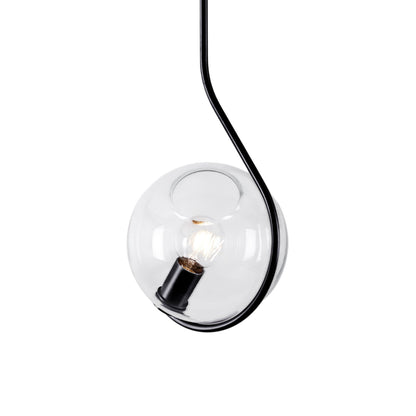 Fiddlehead Pendant Light in Matte Black/Clear.