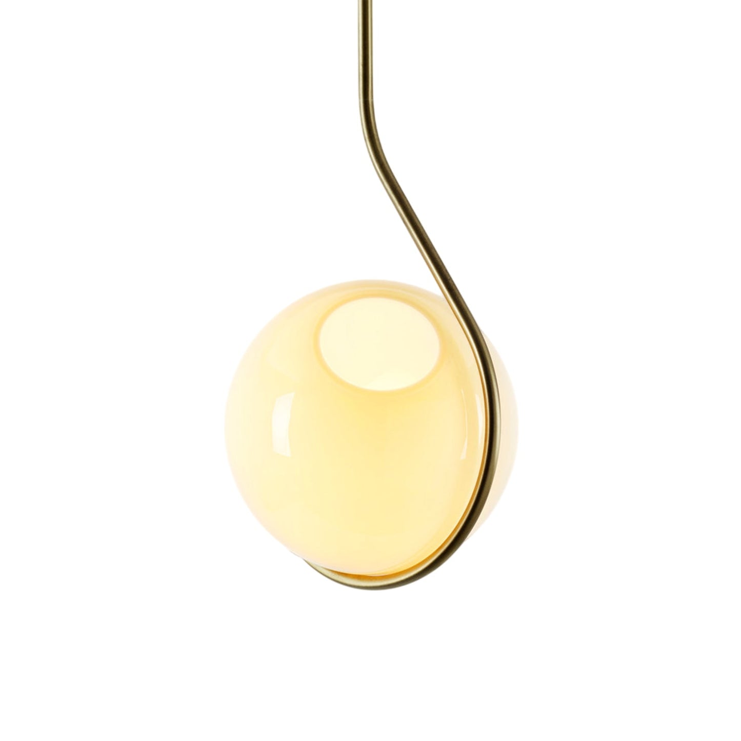 Fiddlehead Pendant Light in Brushed Brass/Cream.