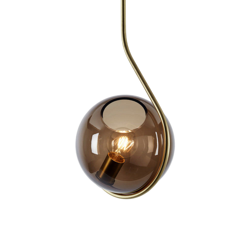 Fiddlehead Pendant Light in Brushed Brass/Smoke.