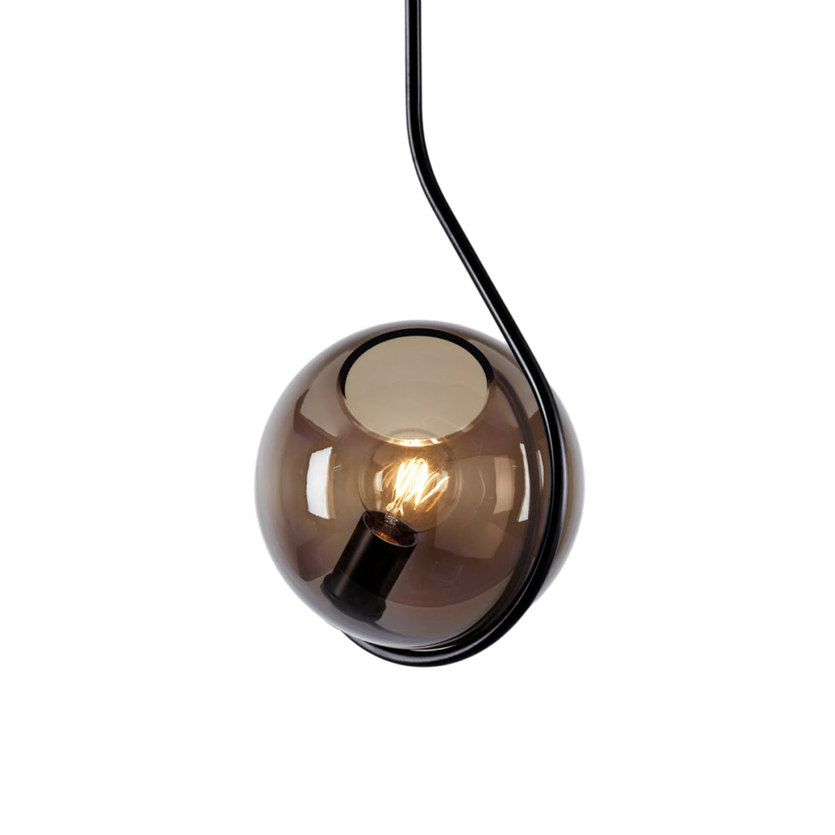 Fiddlehead Pendant Light in Matte Black/Smoke.