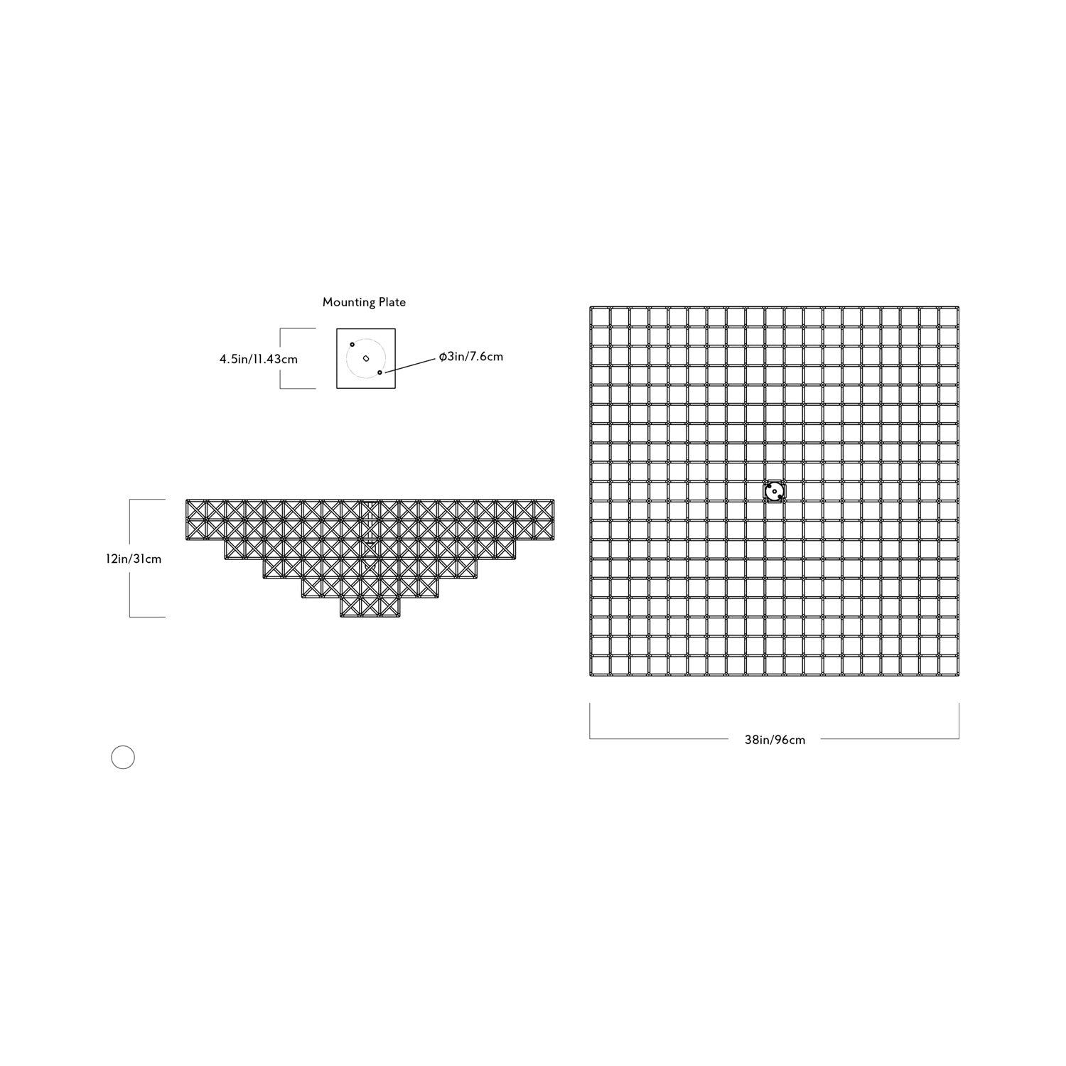Gridlock LED Flush Mount Ceiling Light - line drawing.