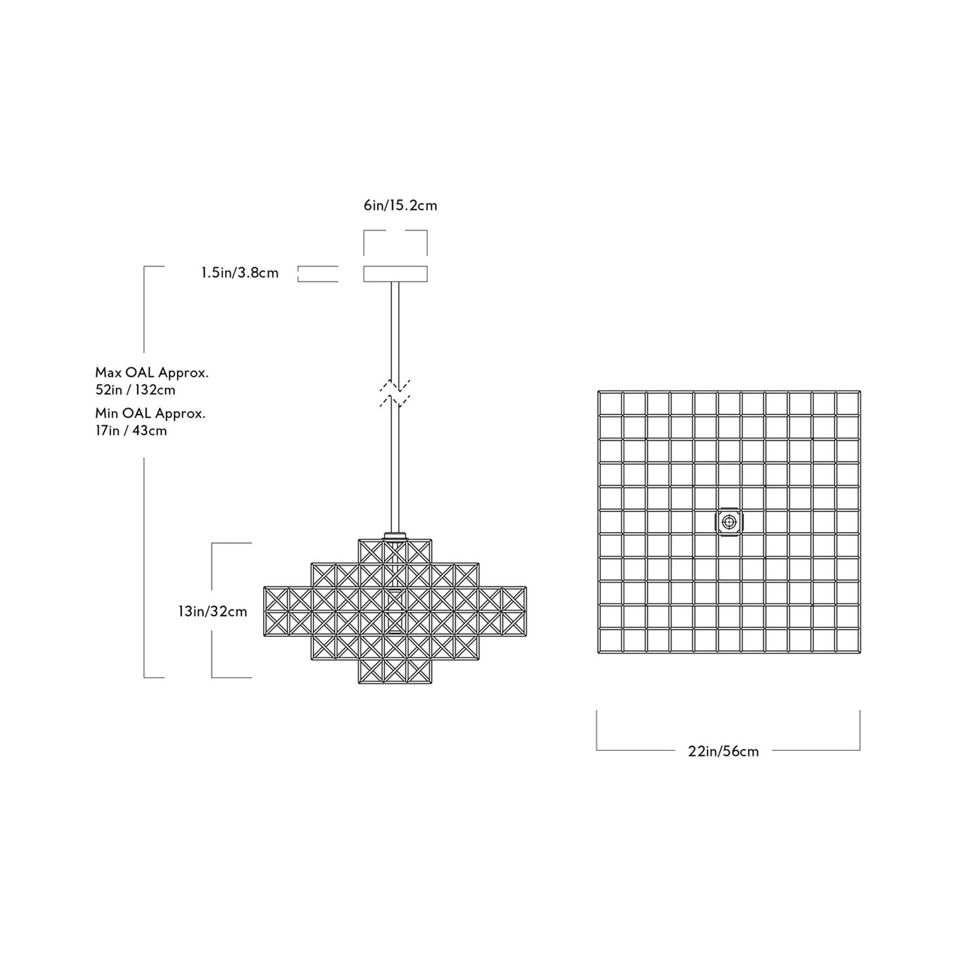 Gridlock LED Chandelier - line drawing.