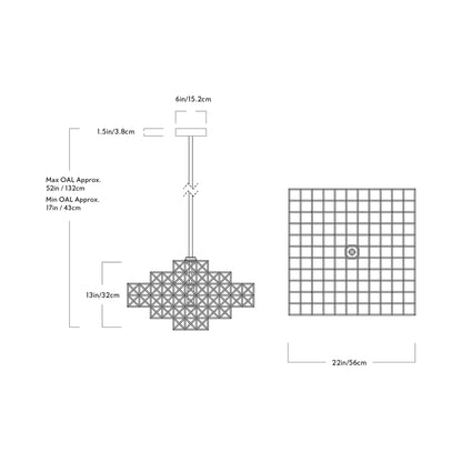 Gridlock LED Chandelier - line drawing.