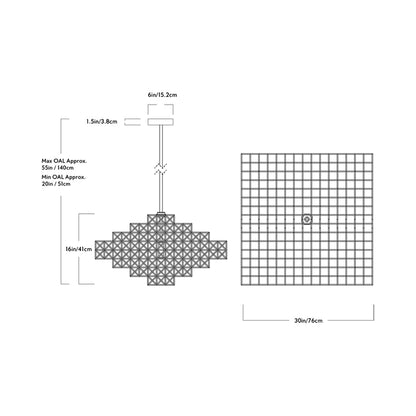 Gridlock LED Chandelier - line drawing.