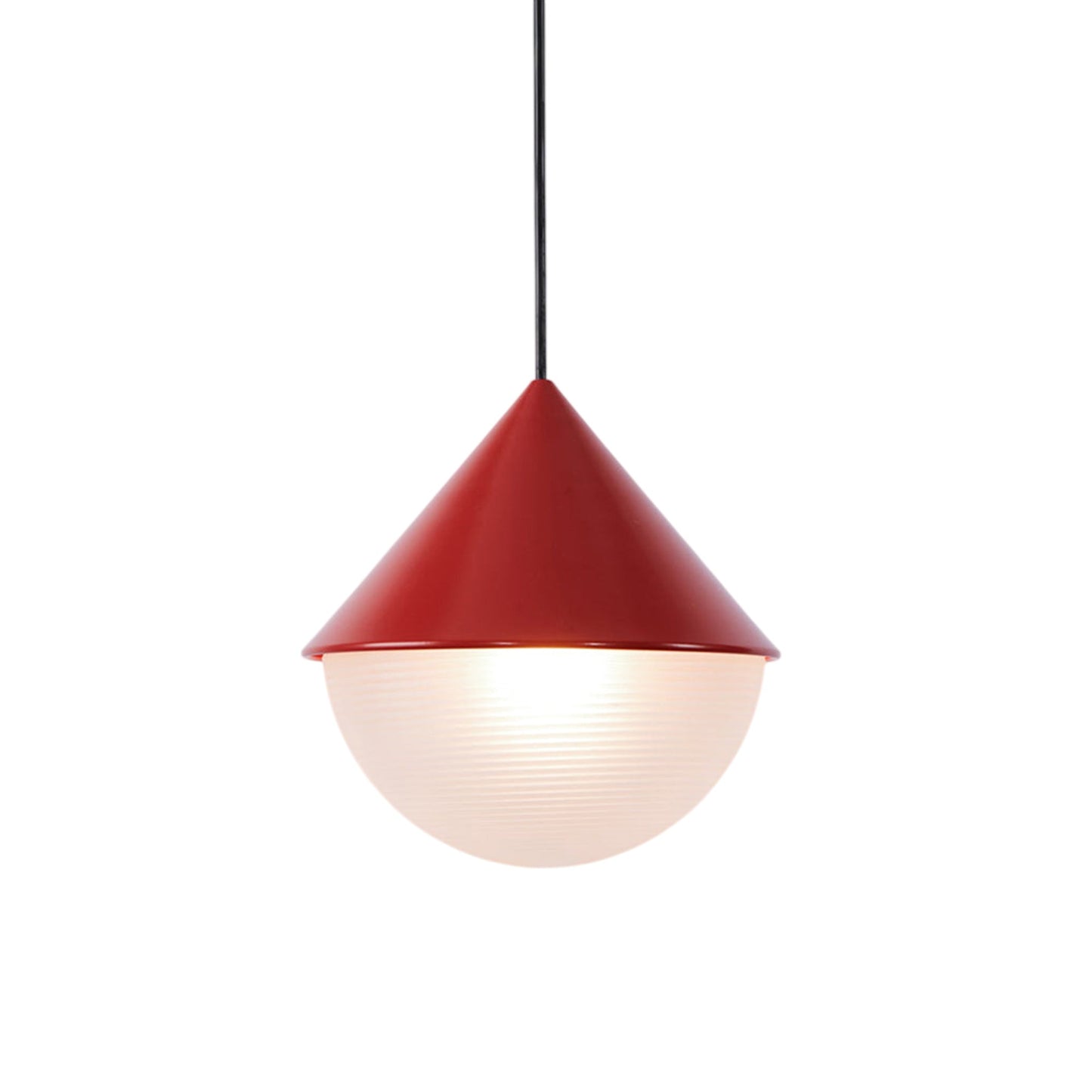 Half and Half Hemisphere Pendant Light in Red.