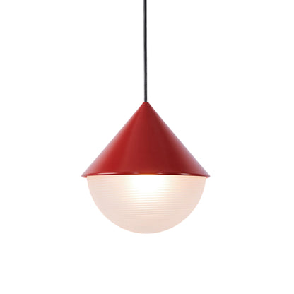 Half and Half Hemisphere Pendant Light in Red.