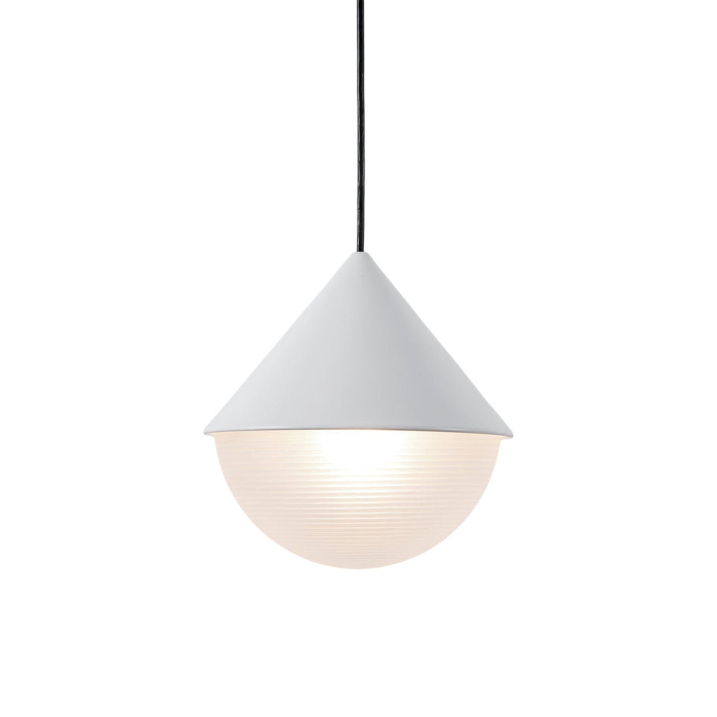 Half and Half Hemisphere Pendant Light in White.