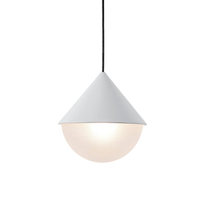 Half and Half Hemisphere Pendant Light in White.