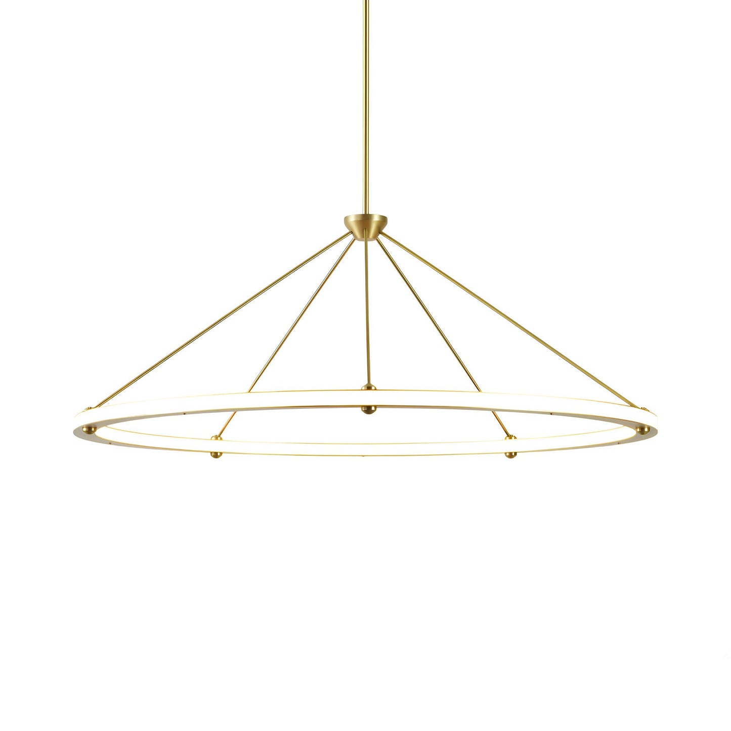 Halo Circle LED Pendant Light in Brushed Brass.