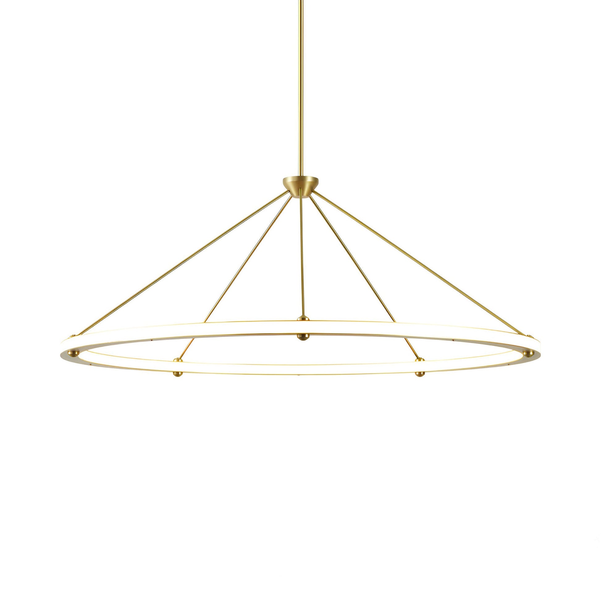 Halo Circle LED Pendant Light in Brushed Brass.