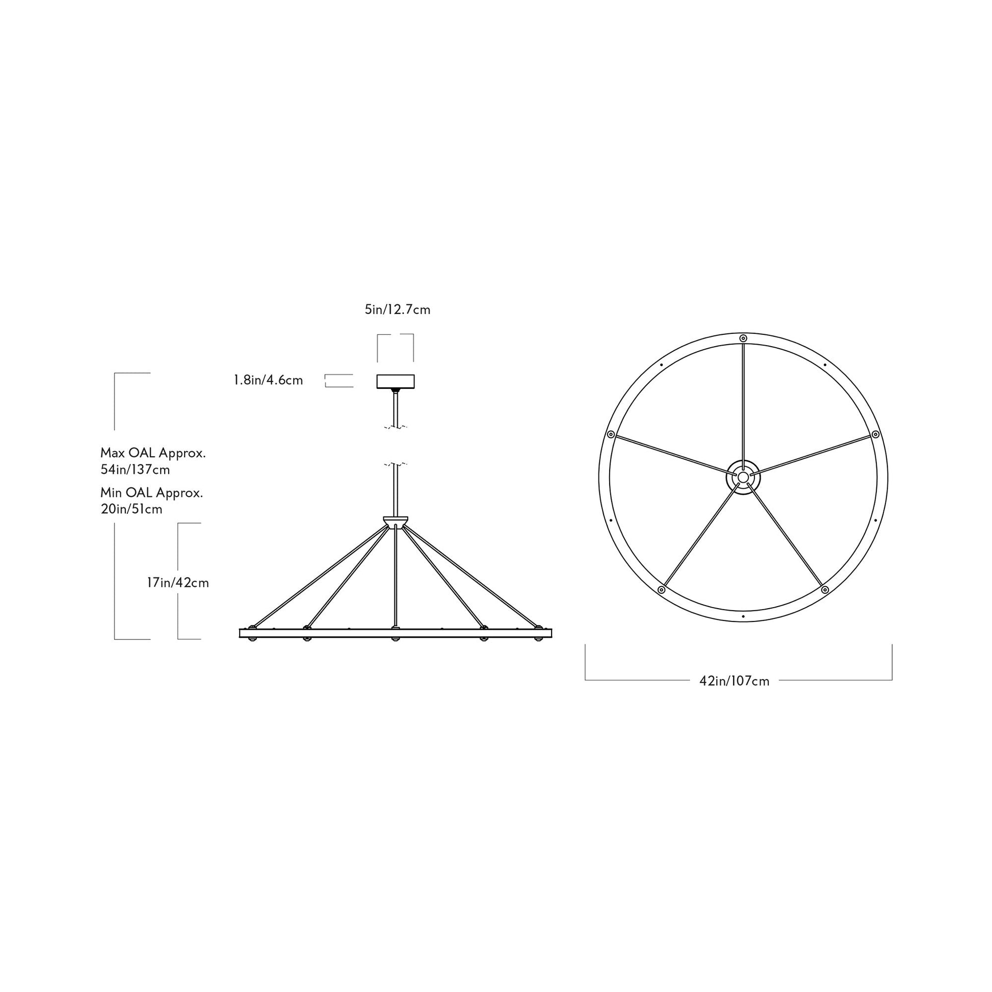 Halo Circle LED Pendant Light - line drawing.