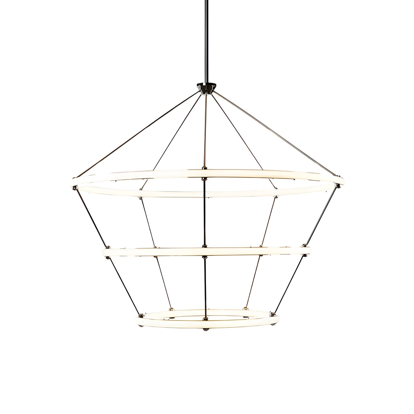 Halo LED Chandelier in Polished Nickel (3-Ring).