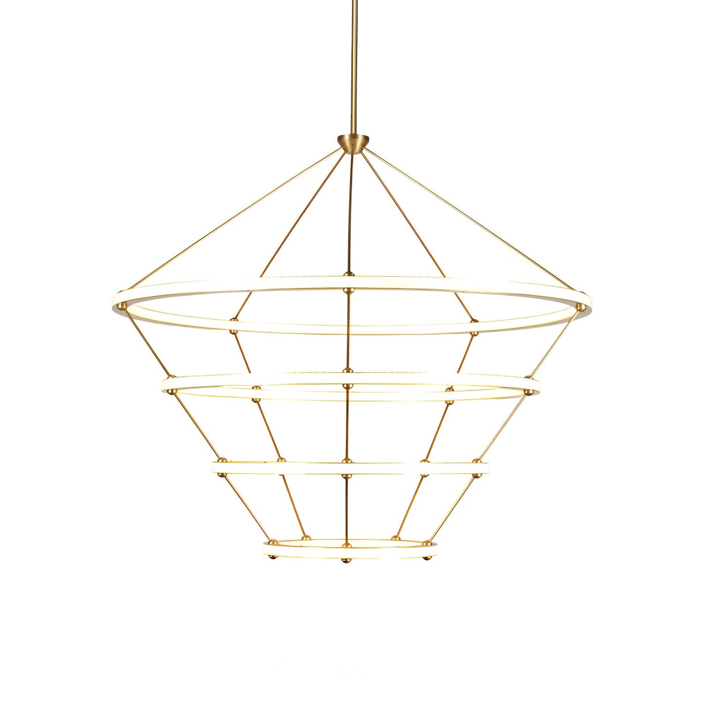 Halo LED Chandelier in Brushed Brass (4-Ring).