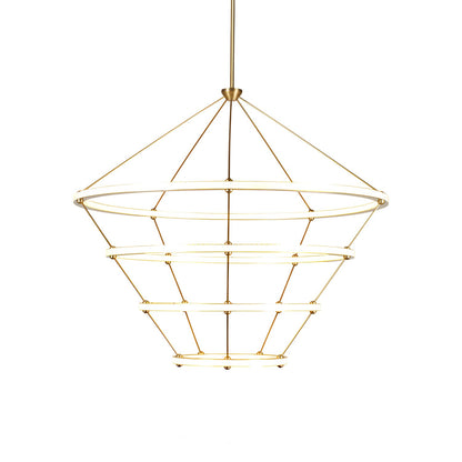 Halo LED Chandelier in Brushed Brass (4-Ring).