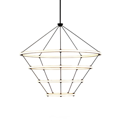 Halo LED Chandelier in Matte Black (4-Ring).