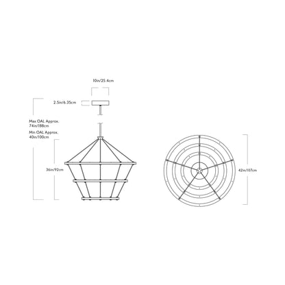 Halo LED Chandelier - line drawing.