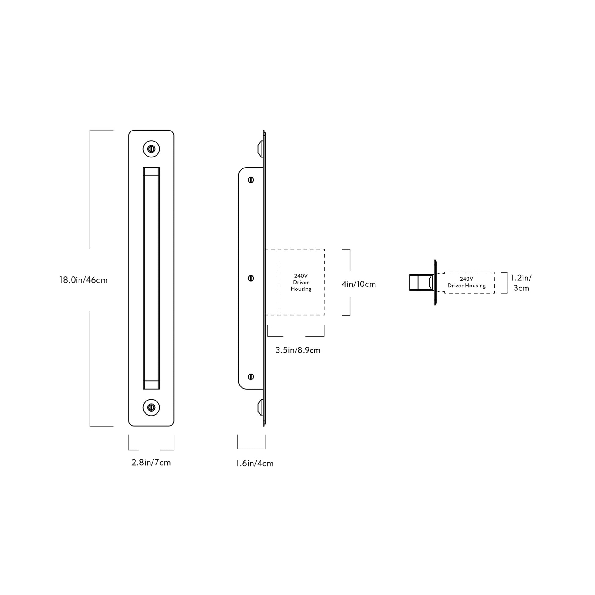 Halo LED Wall Light - line drawing.