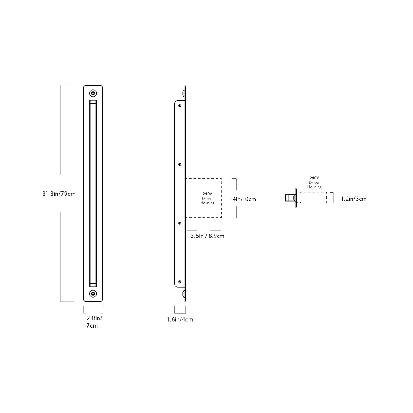 Halo LED Wall Light - line drawing.