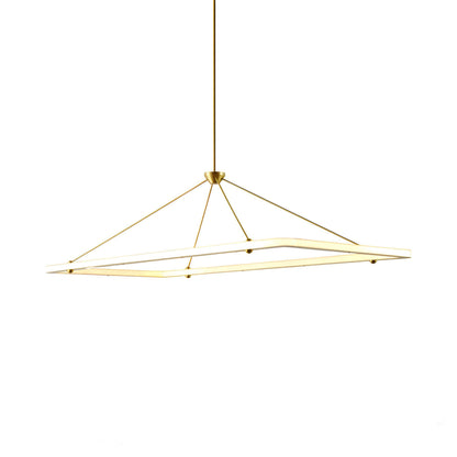 Halo Rectangle LED Pendant Light in Brushed Brass.