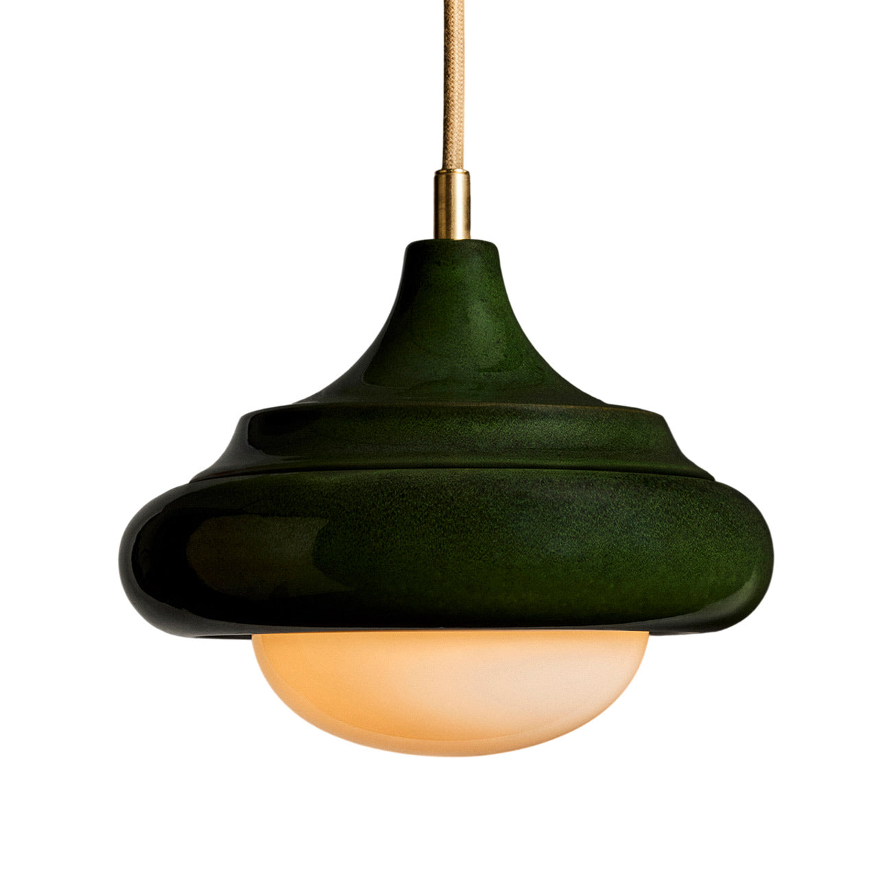 Humboldt LED Pendant Light in Royal Green Ceramic (12-Inch).