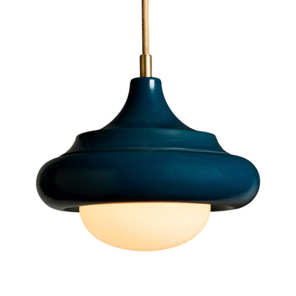 Humboldt LED Pendant Light in Harbor Blue Ceramic (12-Inch).
