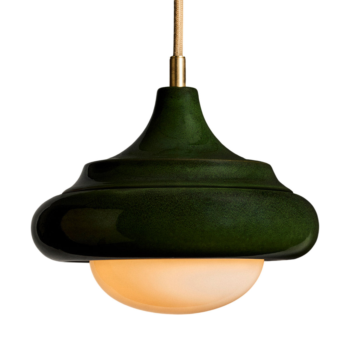 Humboldt LED Pendant Light in Royal Green Ceramic (16-Inch).