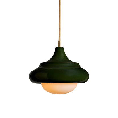 Humboldt LED Pendant Light in Royal Green Ceramic.