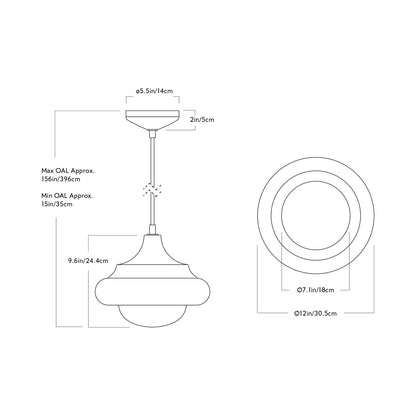 Humboldt LED Pendant Light - line drawing.