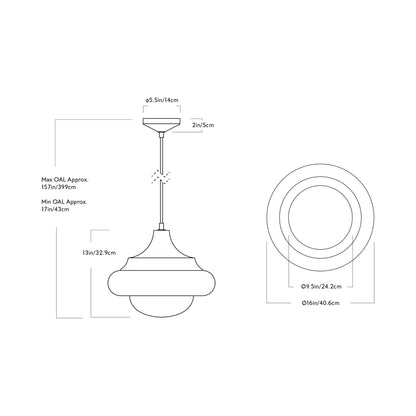 Humboldt LED Pendant Light - line drawing.
