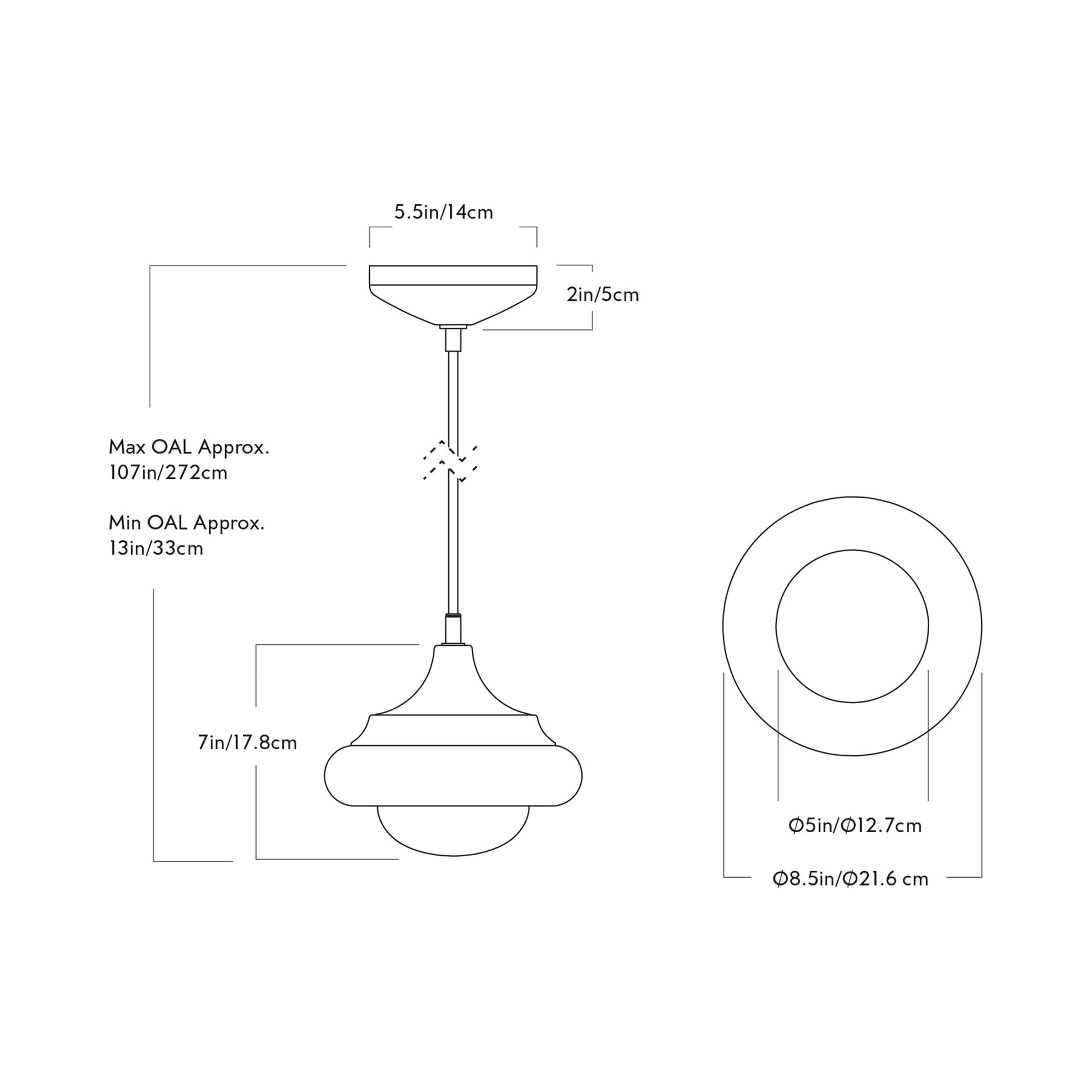 Humboldt LED Pendant Light - line drawing.