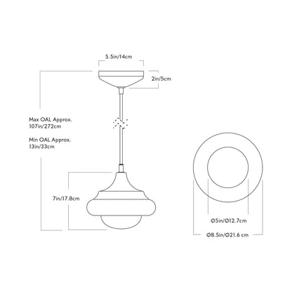 Humboldt LED Pendant Light - line drawing.