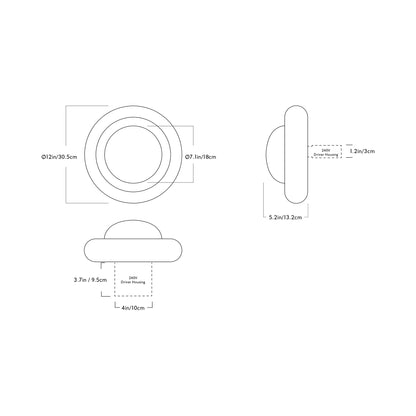 Humboldt LED Wall Light - line drawing.