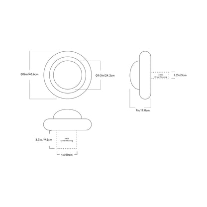 Humboldt LED Wall Light - line drawing.